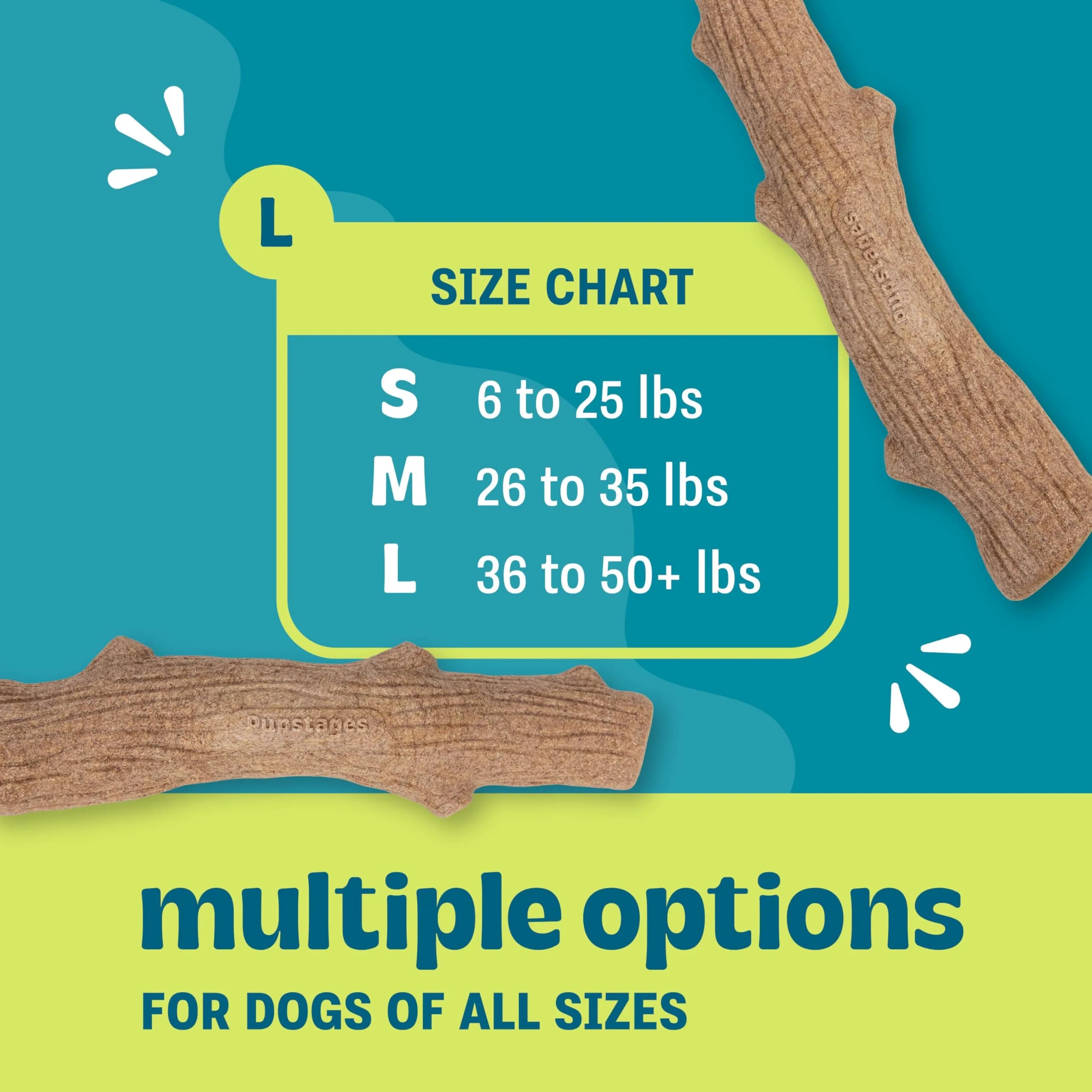 Pupstages Dogwood Stick Dog Chew Toy, Large 8" (20.3 cm) | Durable Wood Blend for Moderate Chewers - view 3
