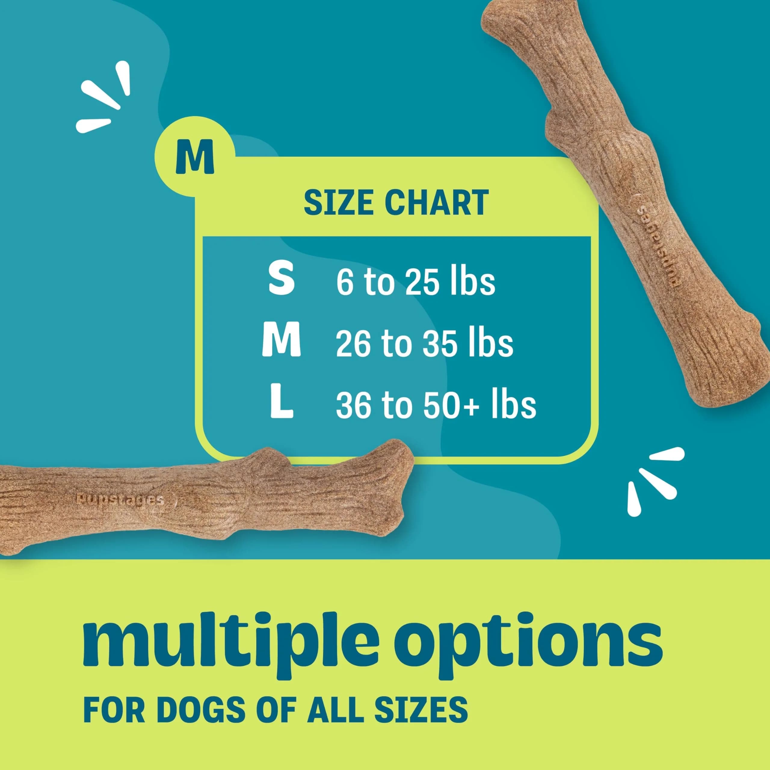 Pupstages Dogwood Stick Dog Chew Toy Medium 7.4" | Real-Wood Blend for Moderate Chewers - view 3