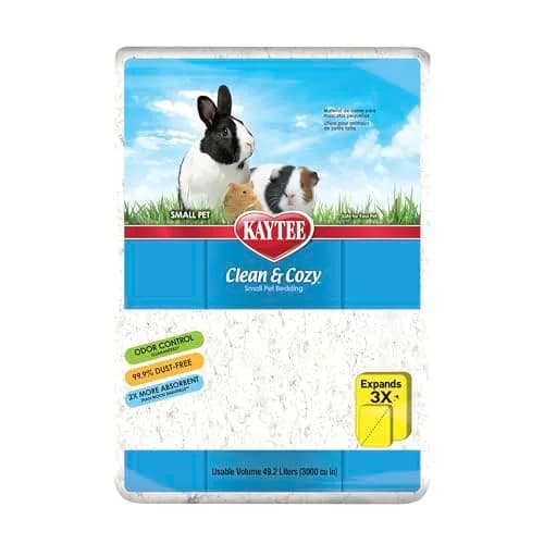 Kaytee Clean & Cozy Paper Bedding for Small Animals, White, 49.2 Liters | Odor Control & Absorbency — White