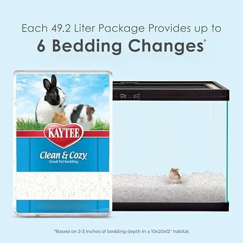 Kaytee Clean & Cozy Paper Bedding for Small Animals, White, 49.2 Liters | Odor Control & Absorbency thumbnail 2