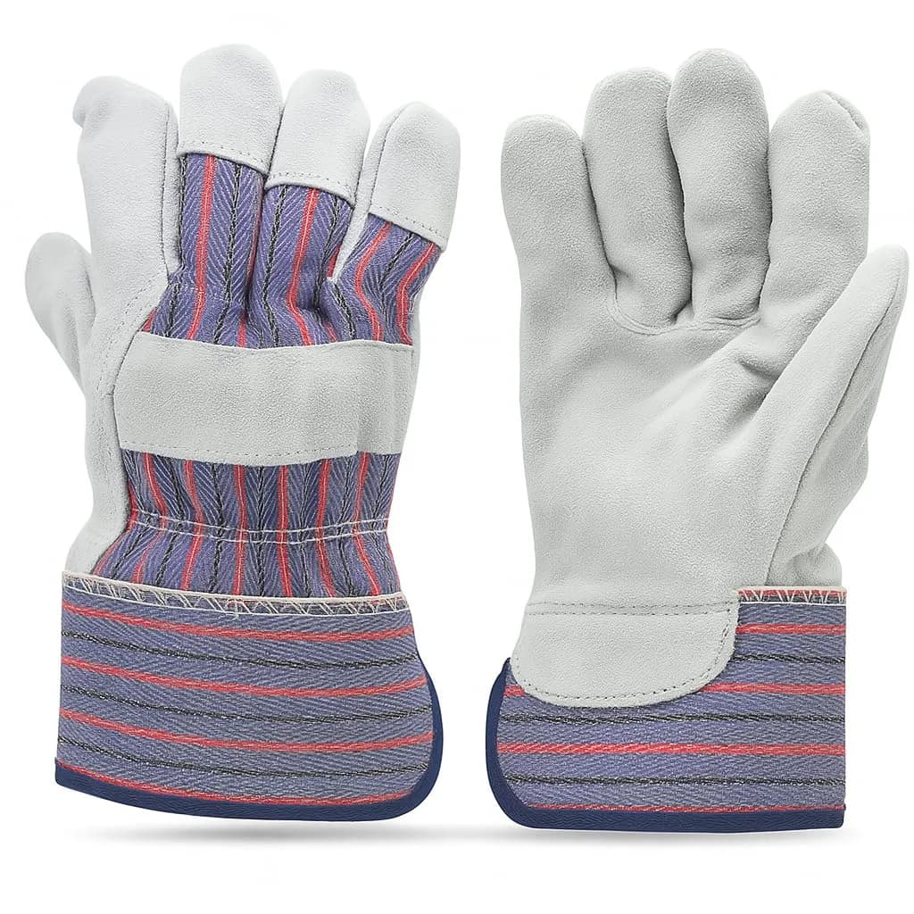 G & F Products Leather Palm Work Gloves 60-Pair | Heavy-Duty & Durable, Safety Cuff, Grey