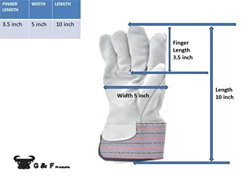 G & F Products Leather Palm Work Gloves 60-Pair | Heavy-Duty & Durable, Safety Cuff, Grey thumbnail 5