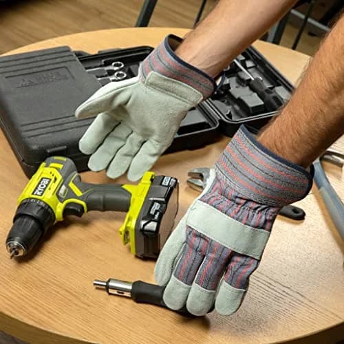 G & F Products Leather Palm Work Gloves 60-Pair | Heavy-Duty & Durable, Safety Cuff, Grey thumbnail 8