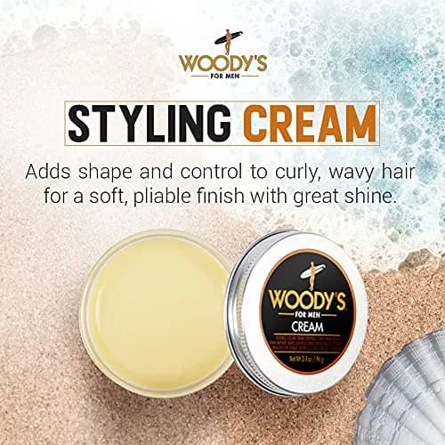 Woody's Styling Cream for Men, Flexible Hold, Controls Curly & Wavy Hair, 96g (3.4 oz) | Healthy Shine Finish thumbnail 2