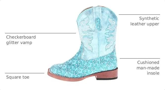 ROPER Baby Girl's Bling & Glitter Boots 8 Toddler M | Stylish Glitter & Checkerboard Faux Leather thumbnail 4