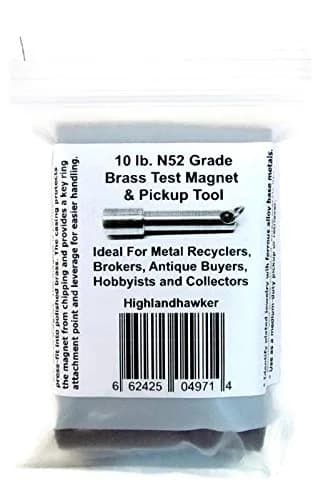 Highlandhawker Rare Earth N52 Neodymium Keychain Magnet 10 lb Pull Strength | Brass Casing, 0.75" x 2.5" (1.9cm x 6.35cm) thumbnail 5