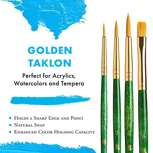 Princeton Art & Brush Gold Taklon Real Value Brush Set, 4/Pkg | Synthetic Paintbrushes for Artists in India thumbnail 4