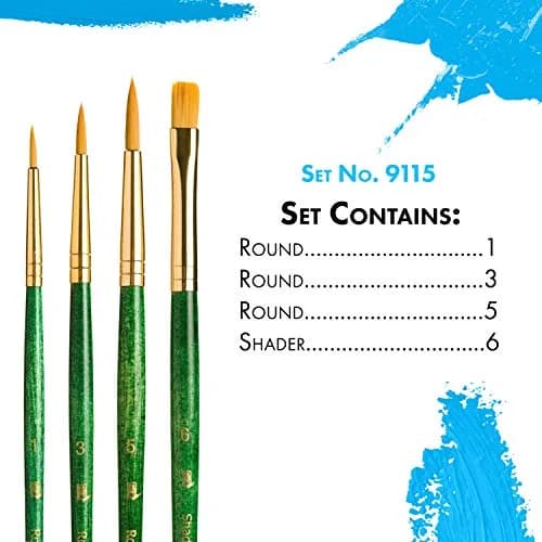 Princeton Art & Brush Gold Taklon Real Value Brush Set, 4/Pkg | Synthetic Paintbrushes for Artists in India thumbnail 3
