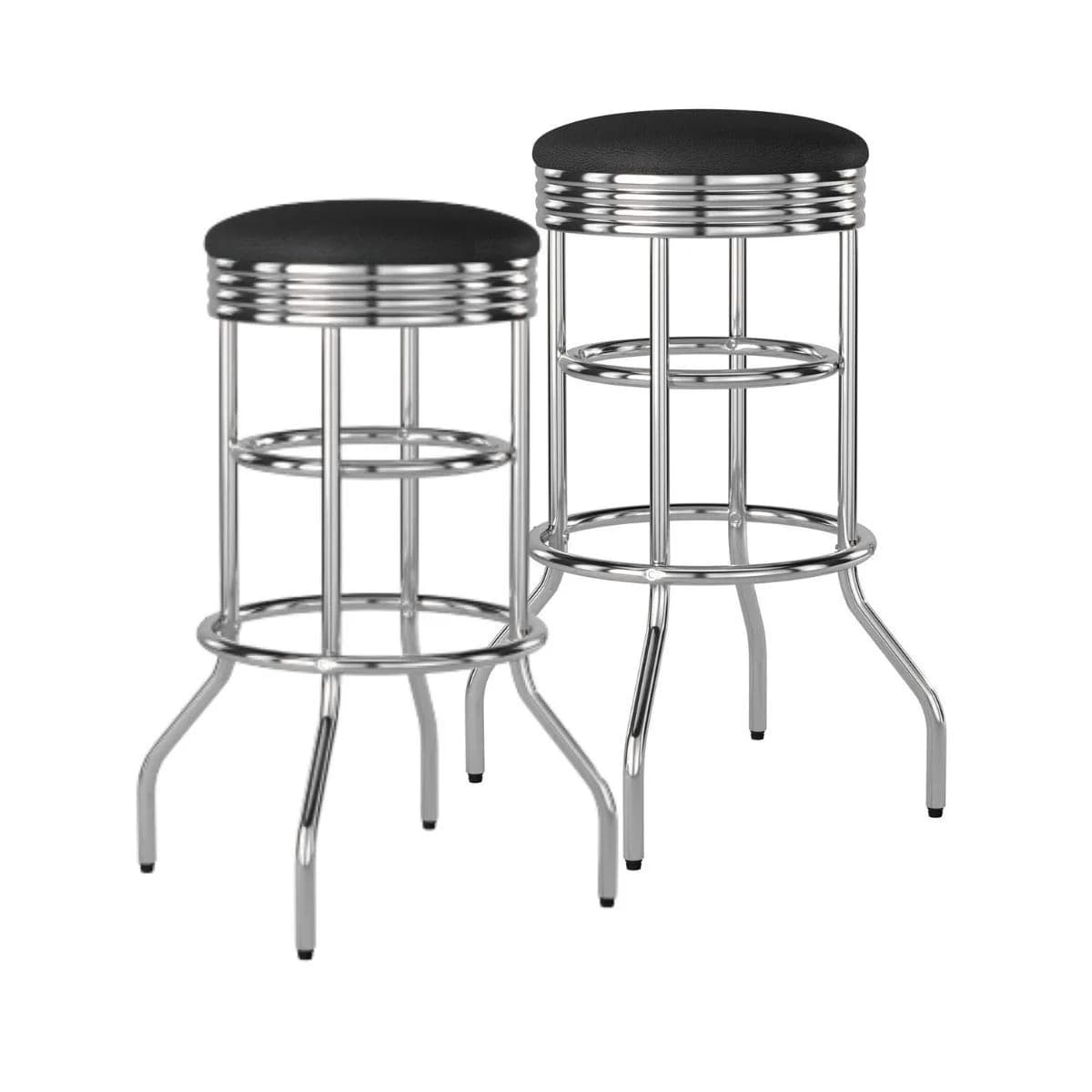TRINITY Heavy Duty 30 Inch Backless Swivel Bar Stool, Black Seat | 300 lb Capacity, Fully Assembled