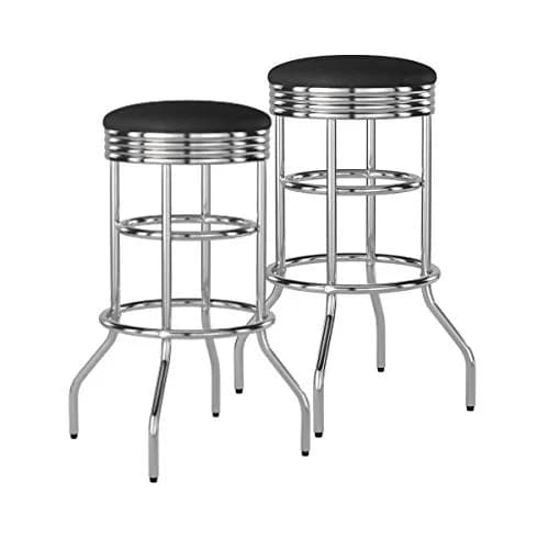 TRINITY Heavy Duty 30 Inch Backless Swivel Bar Stool, Black Seat | 300 lb Capacity, Fully Assembled thumbnail 1