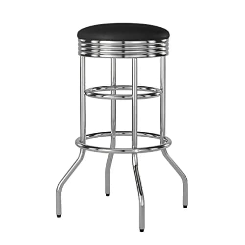 TRINITY Heavy Duty 30 Inch Backless Swivel Bar Stool, Black Seat | 300 lb Capacity, Fully Assembled thumbnail 9