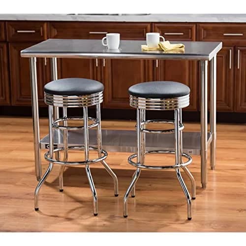 TRINITY Heavy Duty 30 Inch Backless Swivel Bar Stool, Black Seat | 300 lb Capacity, Fully Assembled thumbnail 2