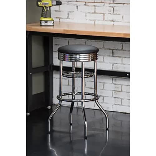 TRINITY Heavy Duty 30 Inch Backless Swivel Bar Stool, Black Seat | 300 lb Capacity, Fully Assembled thumbnail 3