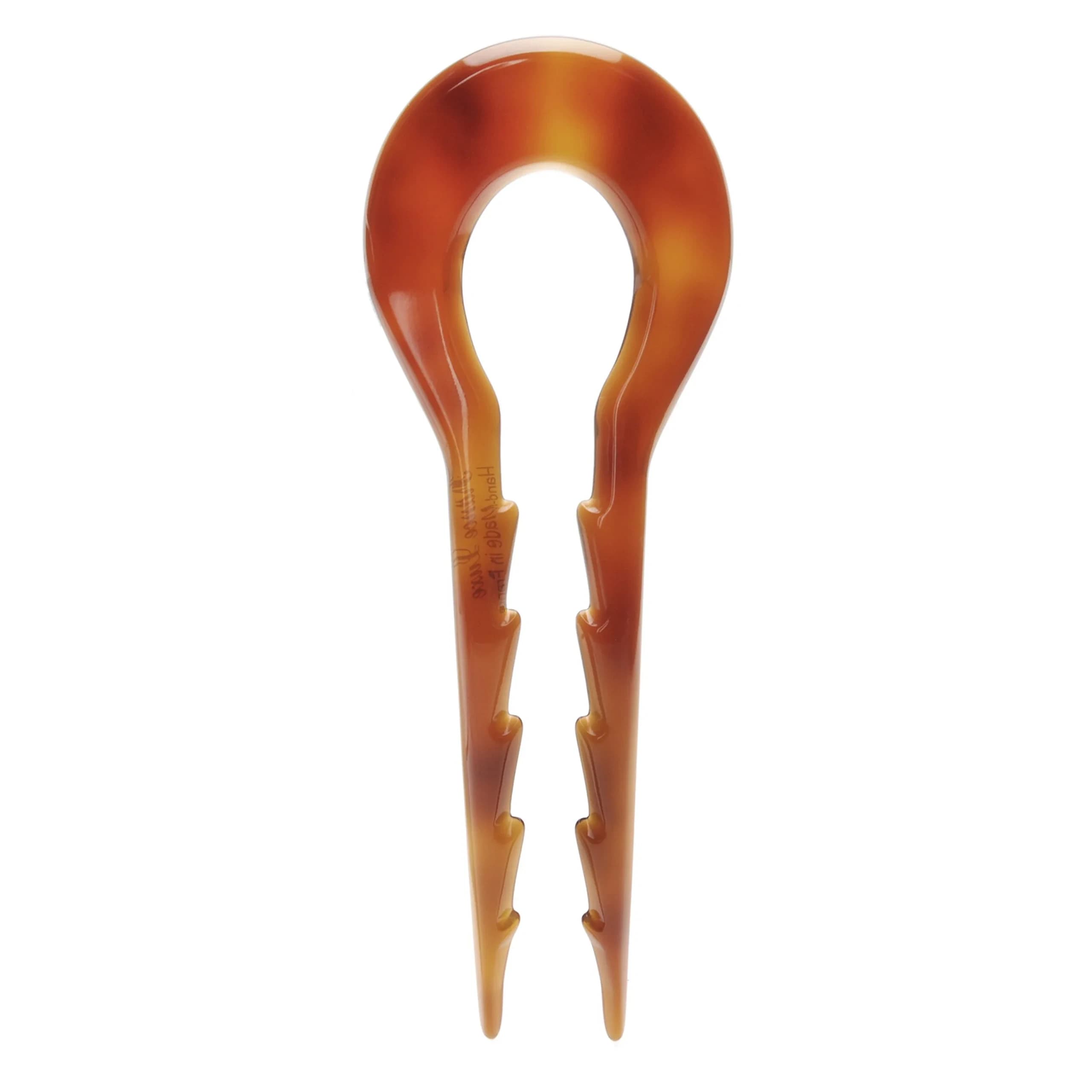 France Luxe Notched Chignon Pin Tortoise | Handmade Cellulose Acetate Hair Pin for Women & Girls - main product image