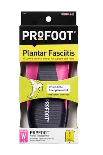 PROFOOT Plantar Fasciitis Orthotic Insoles for Women (Sizes 6-10) – Gel Heel Inserts for Instant Heel Pain Relief and Arch Support — Black