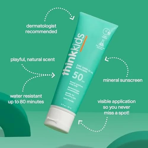 Thinkkids Kids Mineral Sunscreen SPF 50+ Water Resistant 89ml (3 Fl Oz) | Safe, Natural Protection for Sensitive Skin thumbnail 3
