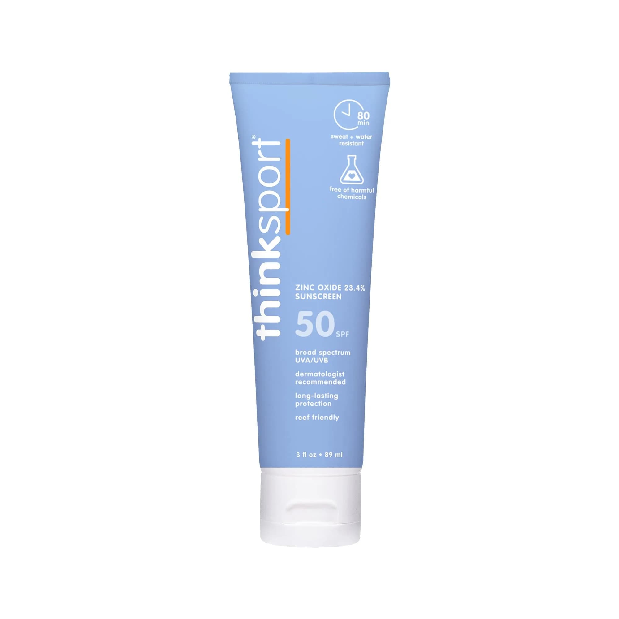 Thinksport SPF 50 Mineral Sunscreen Natural Lotion | Water Resistant 80 Min UVA/UVB Protection - main product image