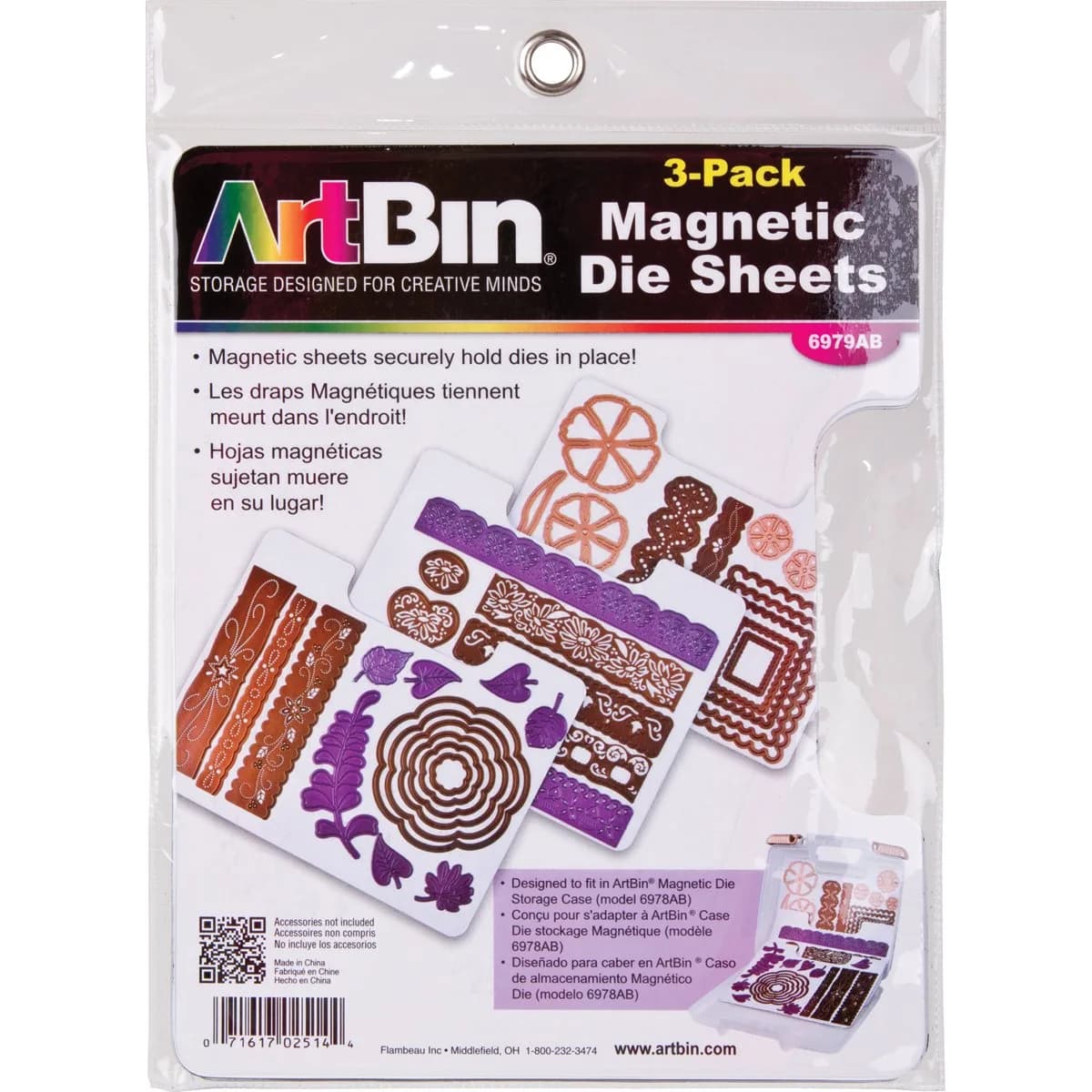 ArtBin Magnetic Die Storage Sheet Set, 3 Sheets, White | Organize Scrapbooking Dies Securely