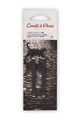 Conté à Paris Sketching Crayons 2 Pack Black 2B | Soft Natural Pigments for Art thumbnail 1