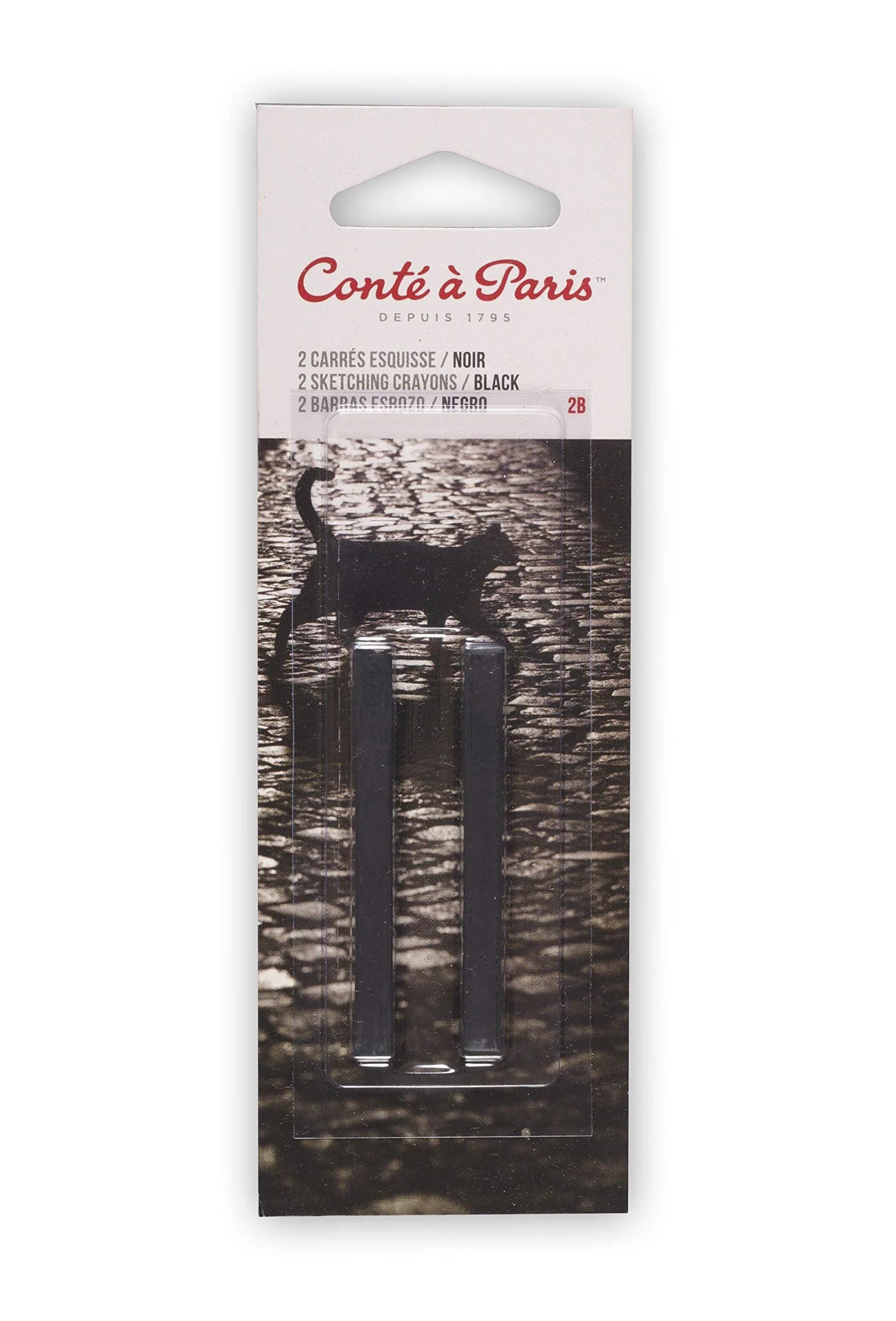 Conté à Paris Sketching Crayons 2 Pack Black 2B | Soft Natural Pigments for Art — Black