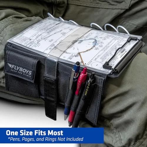 FlyBoys Classic Kneeboard for Pilots – Leg Strap, Flexible Clipboard, Eyelet Strip – Black thumbnail 4