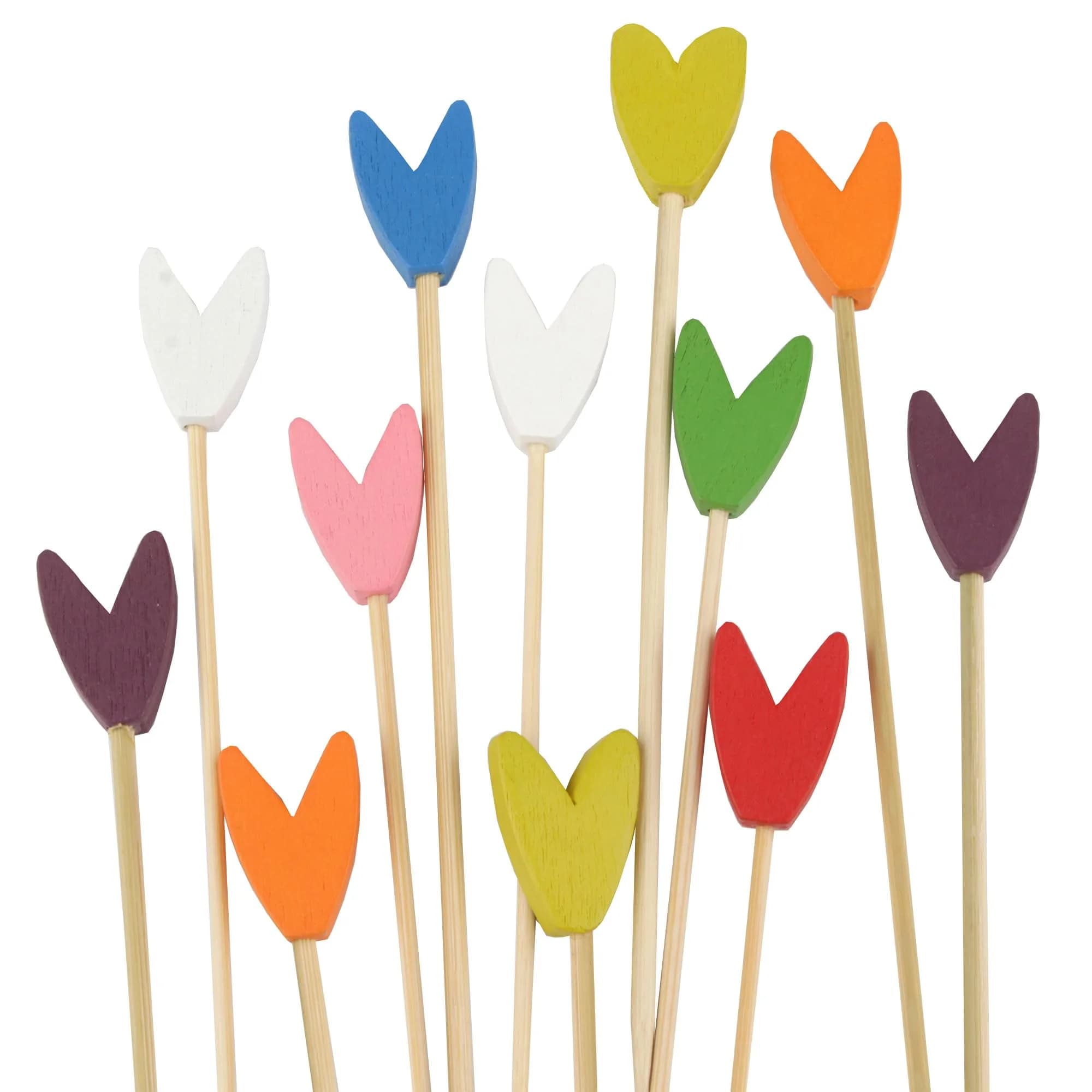 BambooMN Premium 5.9" Decorative Tulip End Cocktail Picks for Events & Parties — Assortment