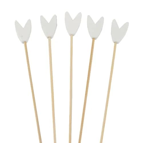 BambooMN Premium 5.9" White Tulip Cocktail Picks for Events | Eco-Friendly, Elegant, Disposable (70-120 chars) thumbnail 1