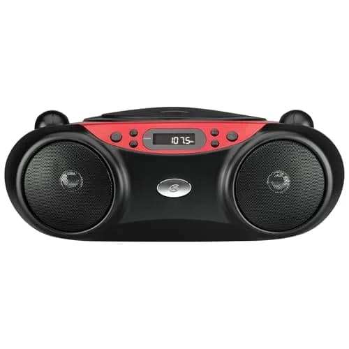 GPX Portable CD Boombox with AM/FM Radio, Stereo Speakers & Headphone Jack, Red/Black | Top-Loading CD Player, AM/FM Radio, Stereo Speakers, AC or Battery Power thumbnail 1