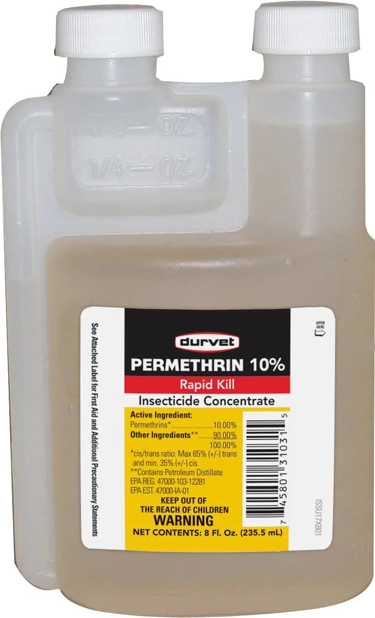 Durvet Permethrin 10% Insecticide Concentrate 237ml (8 fl oz) | Rapid-Kill Livestock & Home Pest Control - main product image