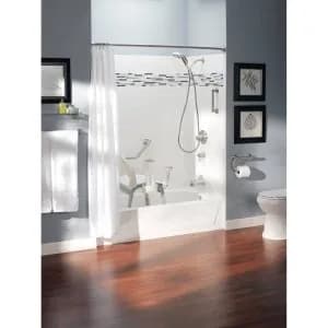 Moen Chrome Bathroom Safety 16-Inch Curved Shower Grab Bar with Shelf | Supports up to 250 lbs thumbnail 2