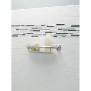 Moen Chrome Bathroom Safety 16-Inch Curved Shower Grab Bar with Shelf | Supports up to 250 lbs - view 4