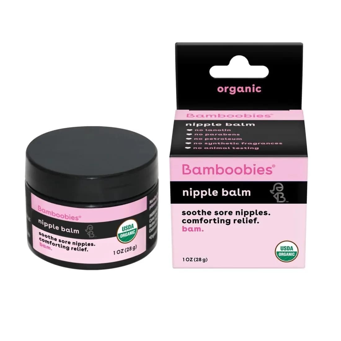 Bamboobies Organic Nipple Cream for Breastfeeding, 1 oz (28g) | USDA Certified Organic Soothing Balm - main product image