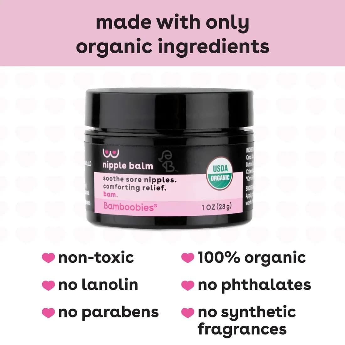 Bamboobies Organic Nipple Cream for Breastfeeding, 1 oz (28g) | USDA Certified Organic Soothing Balm - view 3