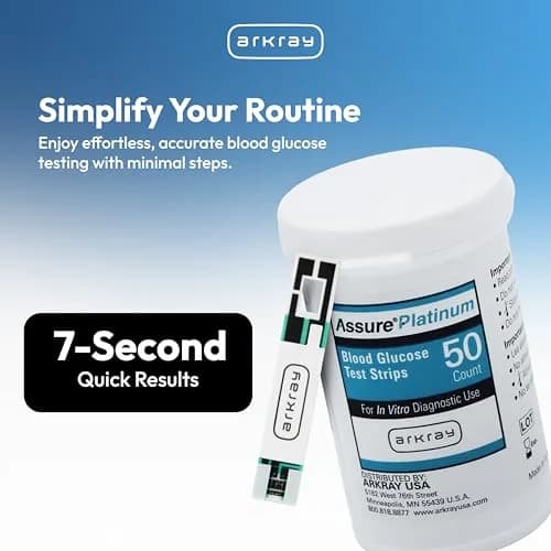Arkray Assure Platinum Blood Glucose Test Strips 50 Count | No Coding, Fast 7-Second Results, Compatible with Assure Platinum Meter thumbnail 2