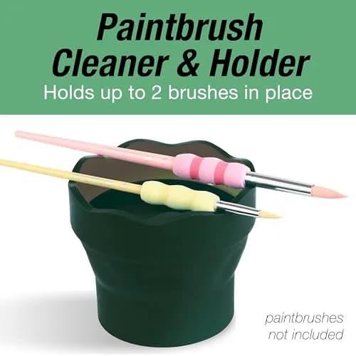 Faber-Castell Clic & Go Collapsible Water Cup | 350ml (12 oz) Dark Green Silicone Brush Rinser with Brush Stand & Palette thumbnail 2
