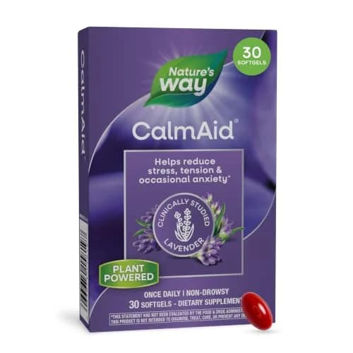 Nature's Way CalmAid Lavender Oil Supplement 30 ct | Clinically Studied Silexan Lavender Oil for Calm & Stress Support — CalmAid® / 30 softgels