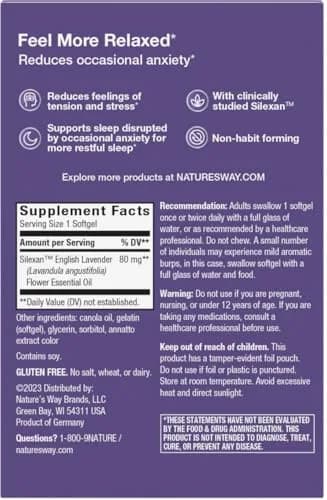 Nature's Way CalmAid Lavender Oil Supplement 30 ct | Clinically Studied Silexan Lavender Oil for Calm & Stress Support thumbnail 8