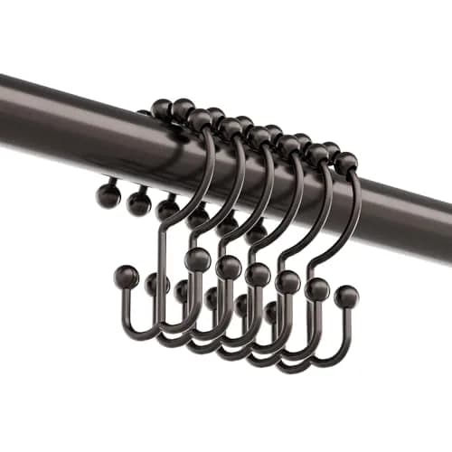 Zenna Home Metal Double Glide Shower Rings, Oil Rubbed Bronze – Set of 12 | Rust-Resistant Hooks for Curtains and Liners thumbnail 4