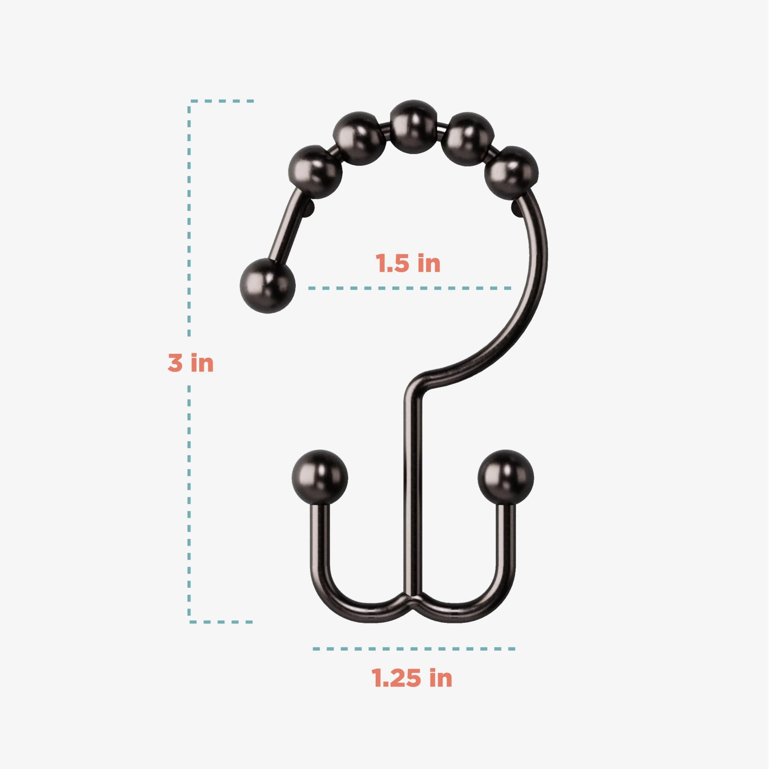 Zenna Home Metal Double Glide Shower Rings, Oil Rubbed Bronze – Set of 12 | Rust-Resistant Hooks for Curtains and Liners - view 5