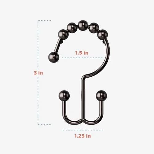 Zenna Home Metal Double Glide Shower Rings, Oil Rubbed Bronze – Set of 12 | Rust-Resistant Hooks for Curtains and Liners thumbnail 5