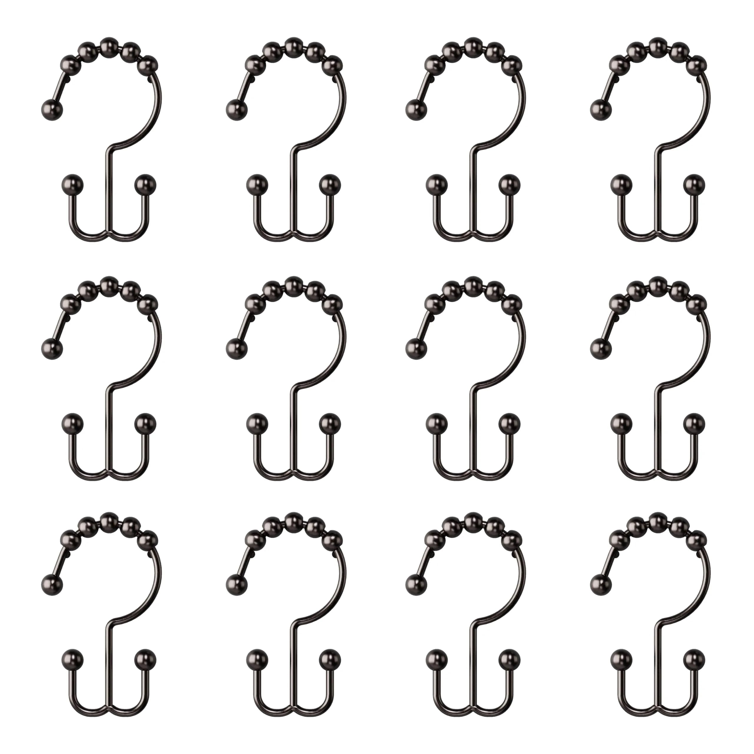 Zenna Home Metal Double Glide Shower Rings, Oil Rubbed Bronze – Set of 12 | Rust-Resistant Hooks for Curtains and Liners - view 6