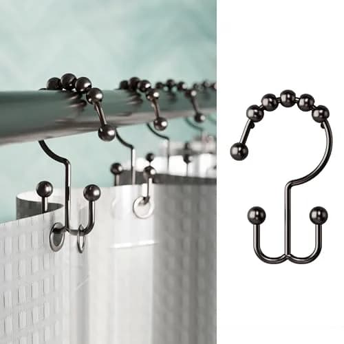 Zenna Home Metal Double Glide Shower Rings, Oil Rubbed Bronze – Set of 12 | Rust-Resistant Hooks for Curtains and Liners thumbnail 1