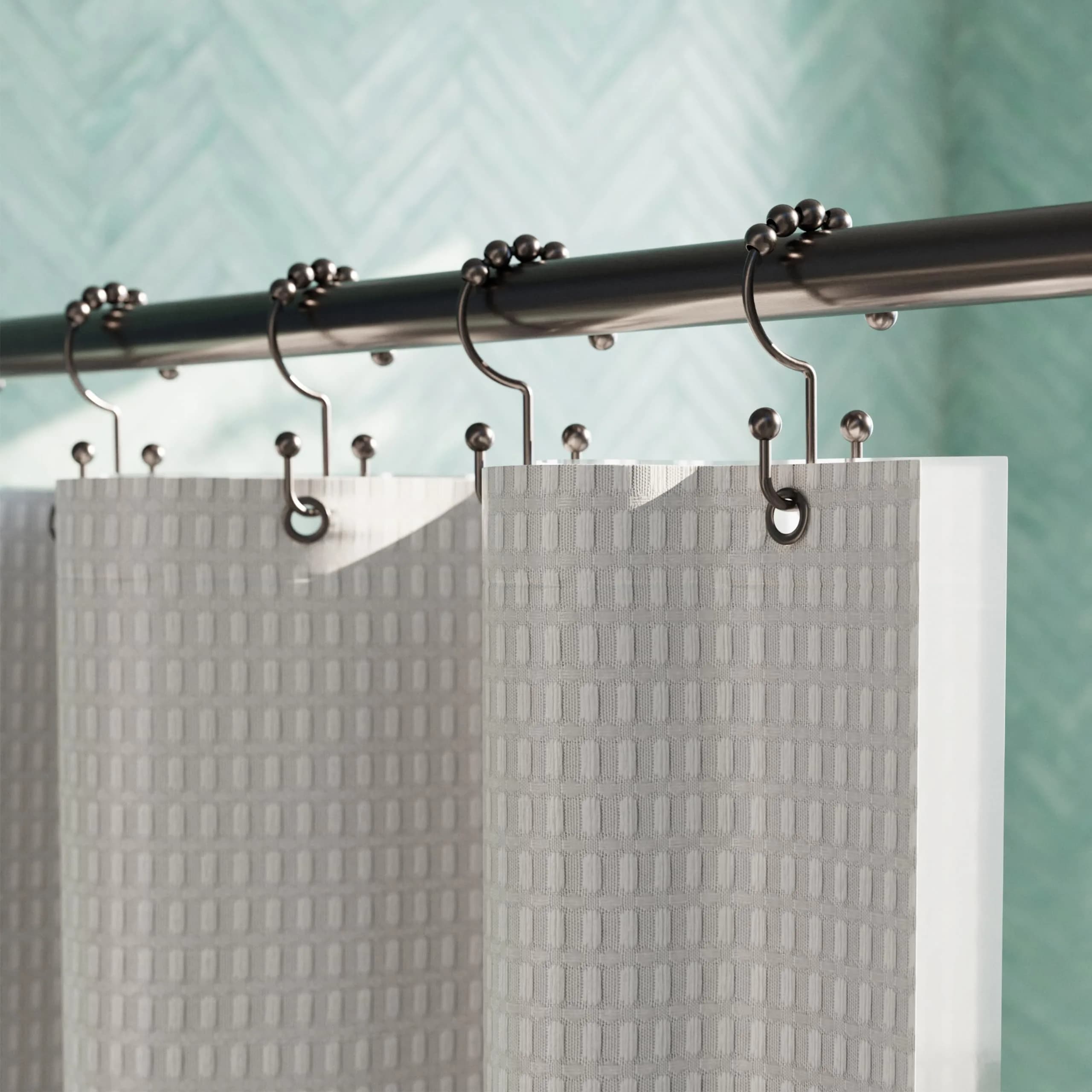 Zenna Home Metal Double Glide Shower Rings, Oil Rubbed Bronze – Set of 12 | Rust-Resistant Hooks for Curtains and Liners - view 2