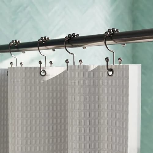Zenna Home Metal Double Glide Shower Rings, Oil Rubbed Bronze – Set of 12 | Rust-Resistant Hooks for Curtains and Liners thumbnail 2