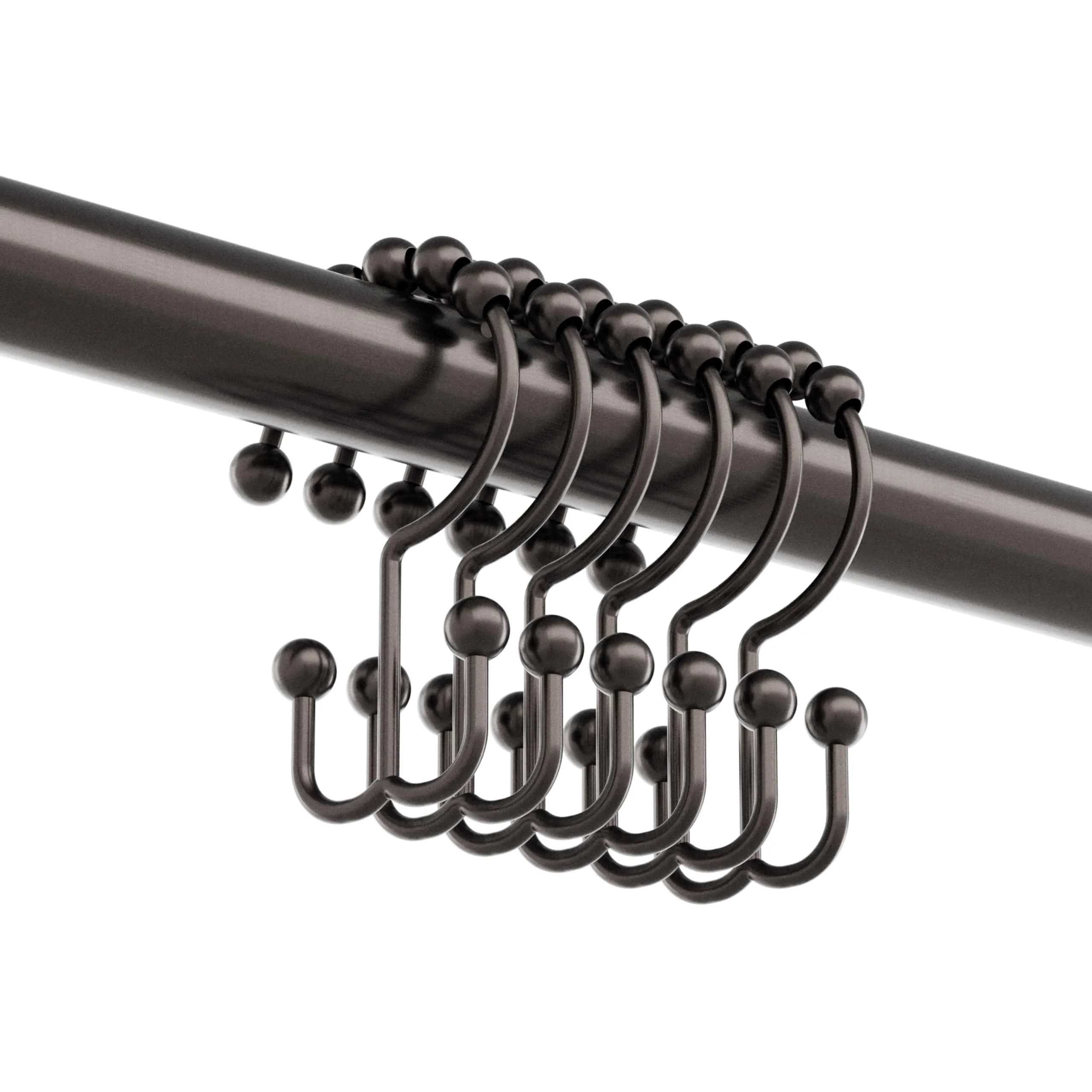 Zenna Home Metal Double Glide Shower Rings, Oil Rubbed Bronze – Set of 12 | Rust-Resistant Hooks for Curtains and Liners - view 4