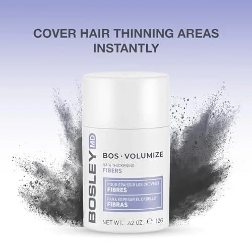 BosleyMD BOSVolumize Hair Thickening Fibers – Natural Keratin Hair Building Formula for Thinning Hair & Bald Spots – Instant Fuller, Thicker Look – Wind & Sweat Resistant – Black, 0.42 oz | Supports Thinning Hair & Bald Spots thumbnail 2