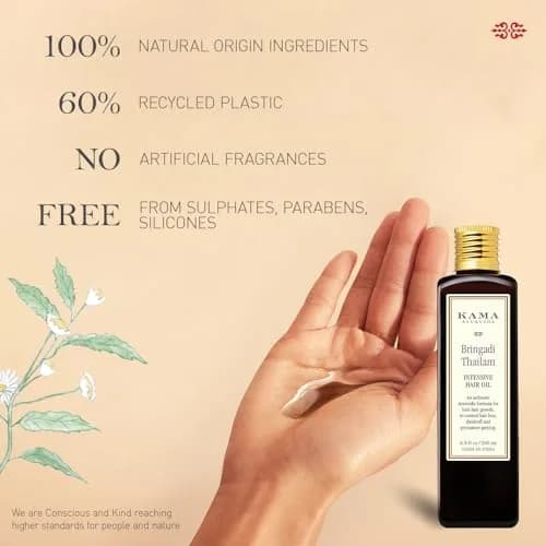Kama Ayurveda Bringadi Intensive Hair Treatment 100ml | Ayurvedic Hair Growth Oil for All Hair Types thumbnail 4
