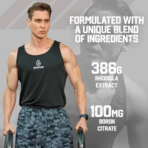 Six Star Testosterone Booster for Men with Rhodiola Extract and Boron Citrate 60 Count (Pack of 1) | Boosts Active Test Levels thumbnail 3