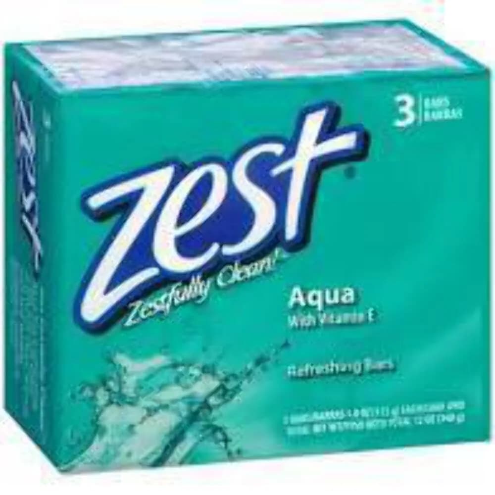 Zest Aqua Deodorant Bar Soap 3 Count 340g (12 Ounce) | Cleanses & Deodorizes for All Skin Types — Aqua