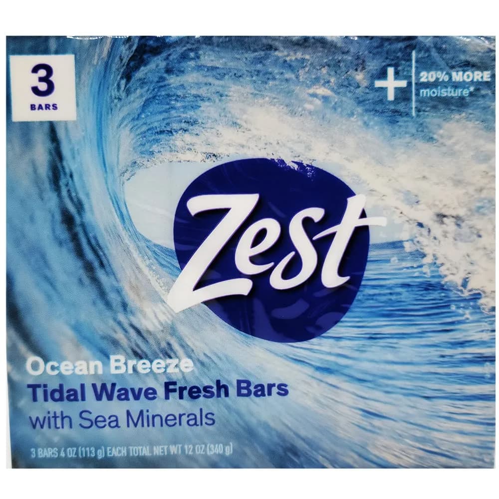 Zest Ocean Breeze Bar Soap 3 ct, 12 oz (340 g) | Cleanses Skin for All Types — 4 Ounce